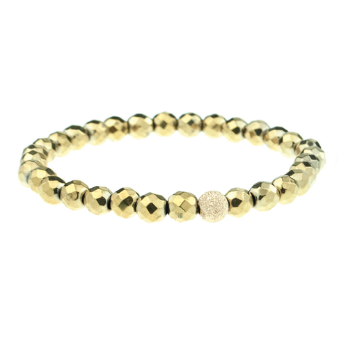Small Hematite Faceted Round in Gold