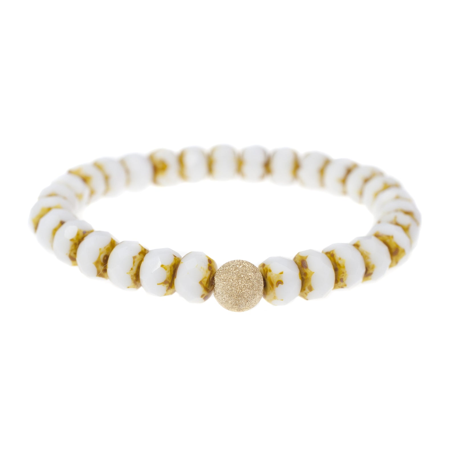 Brown/White Czech Glass Bracelet