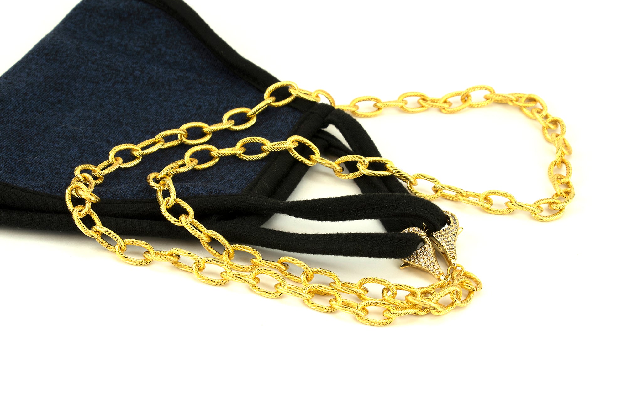 Gold Eyeglass/Mask Chain w/ Pave Clasp