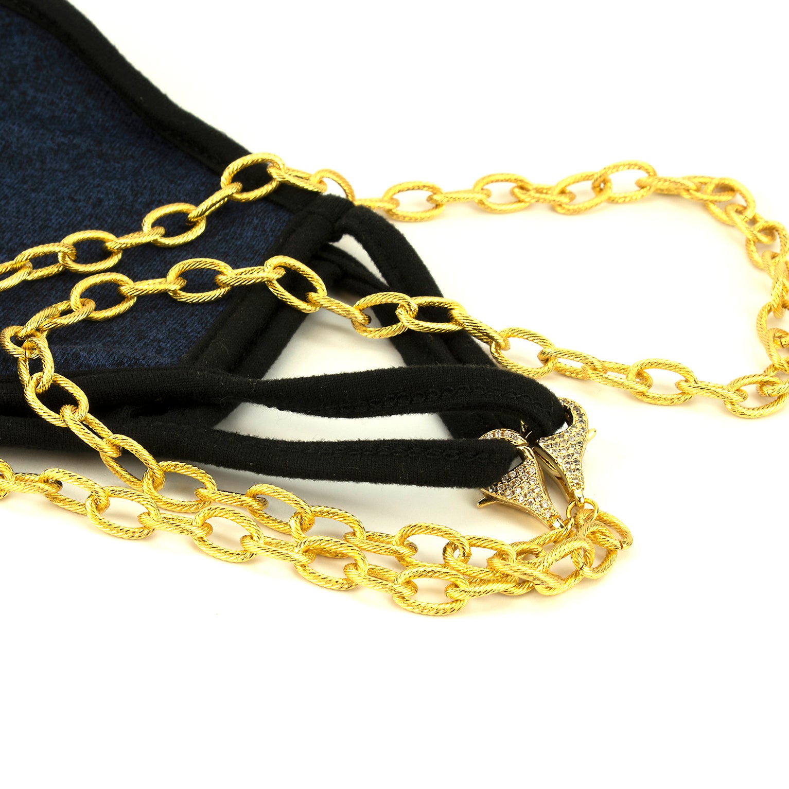 Gold Eyeglass/Mask Chain w/ Pave Clasp