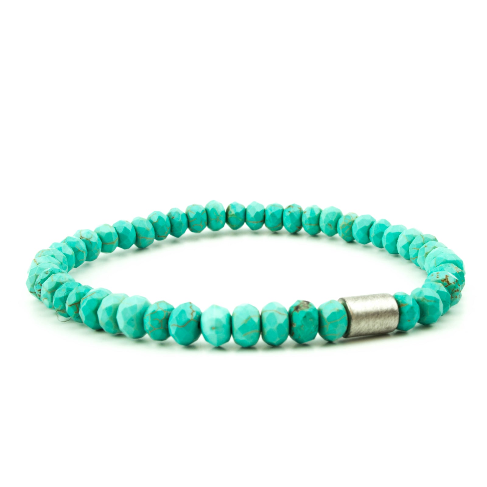 men's stretch beaded bracelet turquoise