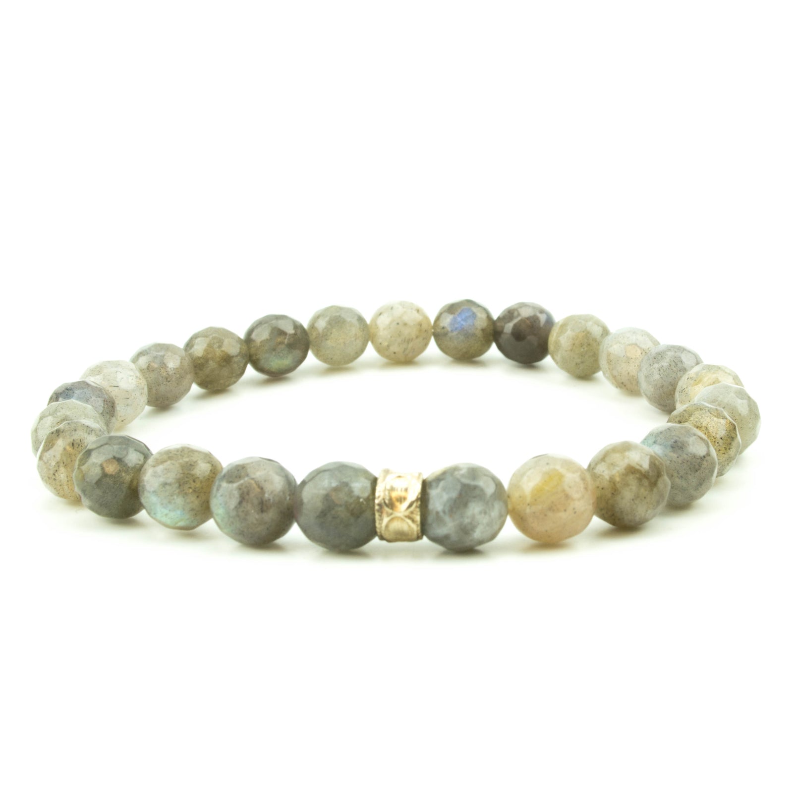 men's stretch beaded bracelet labradorite