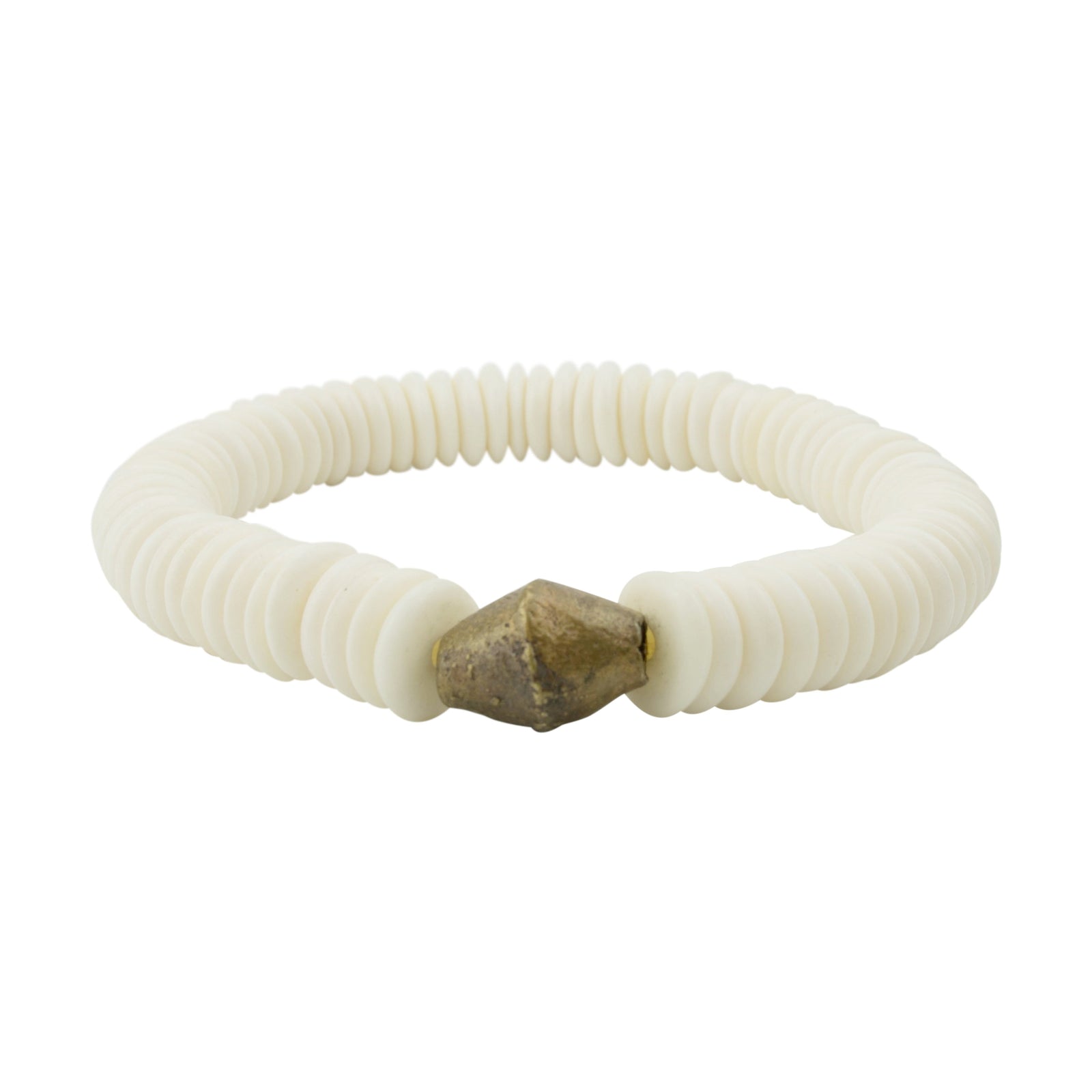 men's stretch beaded bracelet bone disks