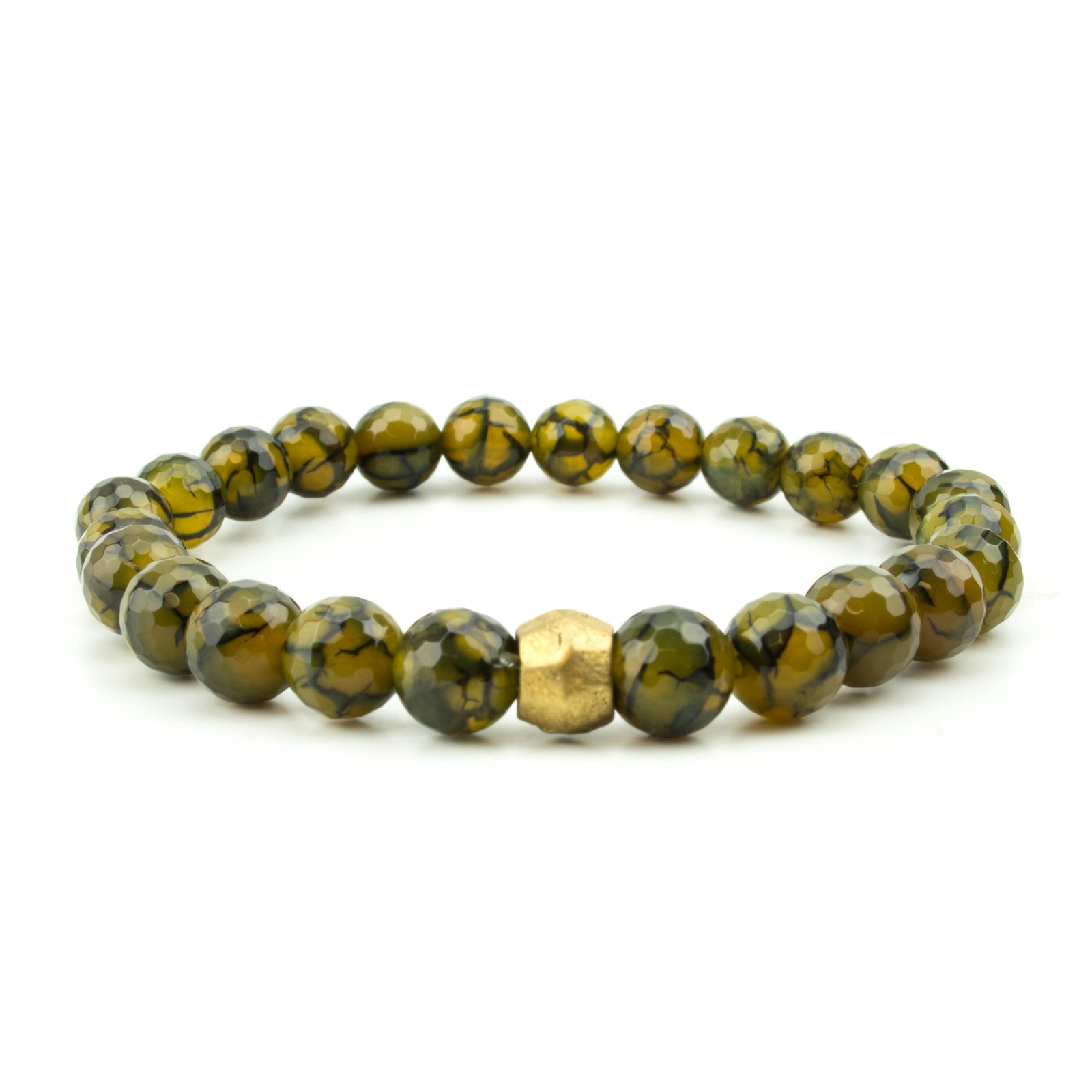 men's stretch beaded bracelet dragon's vein agate