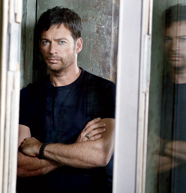 men's stretch beaded bracelet stack with black onyx worn by celebrity Harry Connick Jr. 